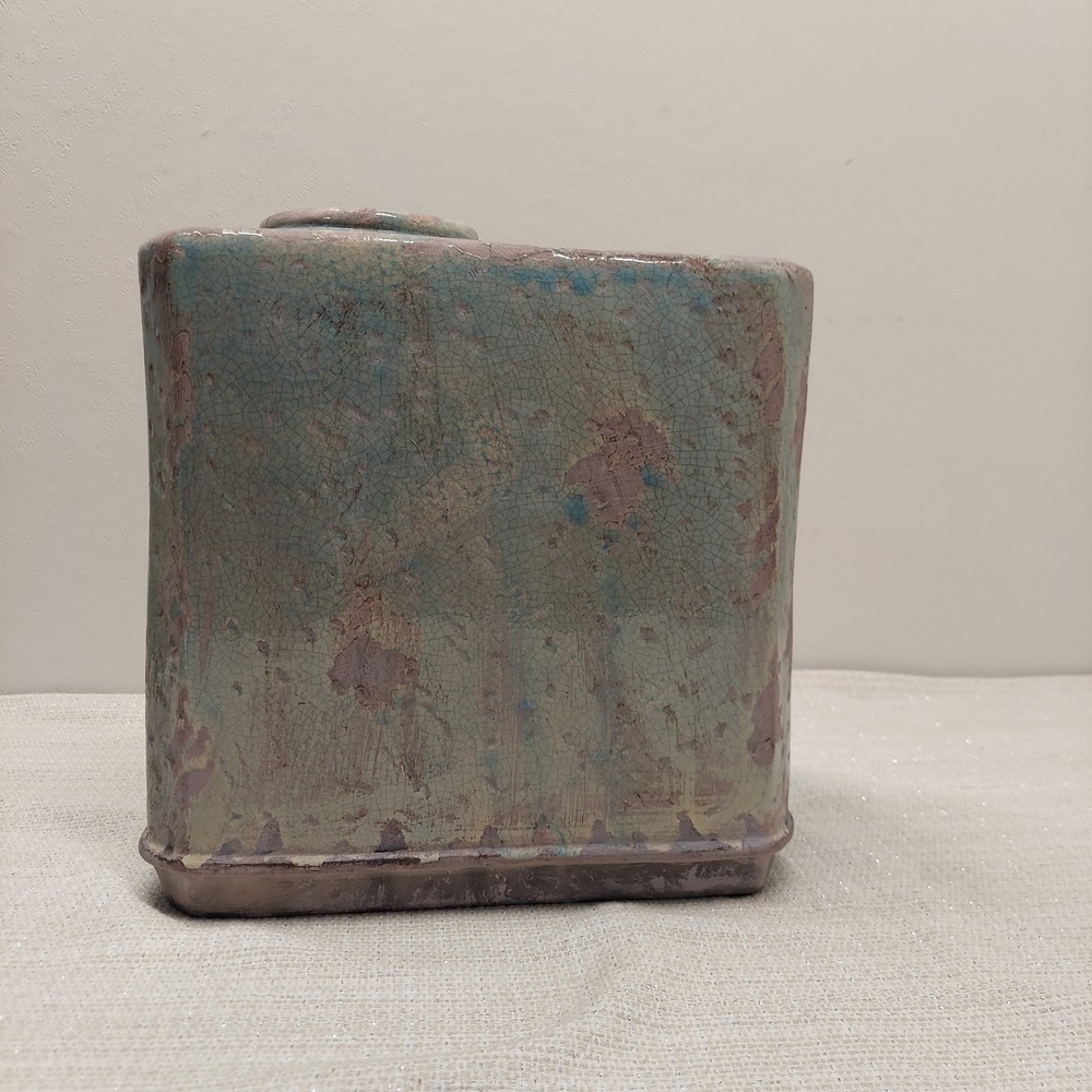 Uttermost Bird on Branch Ceramic Vase Rectangular Teal Brown Crackle Glaze 10in‎ - Picture 3 of 9